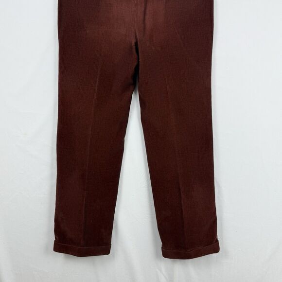 VTG Jos. A. Bank Mens Pants Red Corduroy Straight Cuffed Pleated Chinos Size 35 - Picture 9 of 15